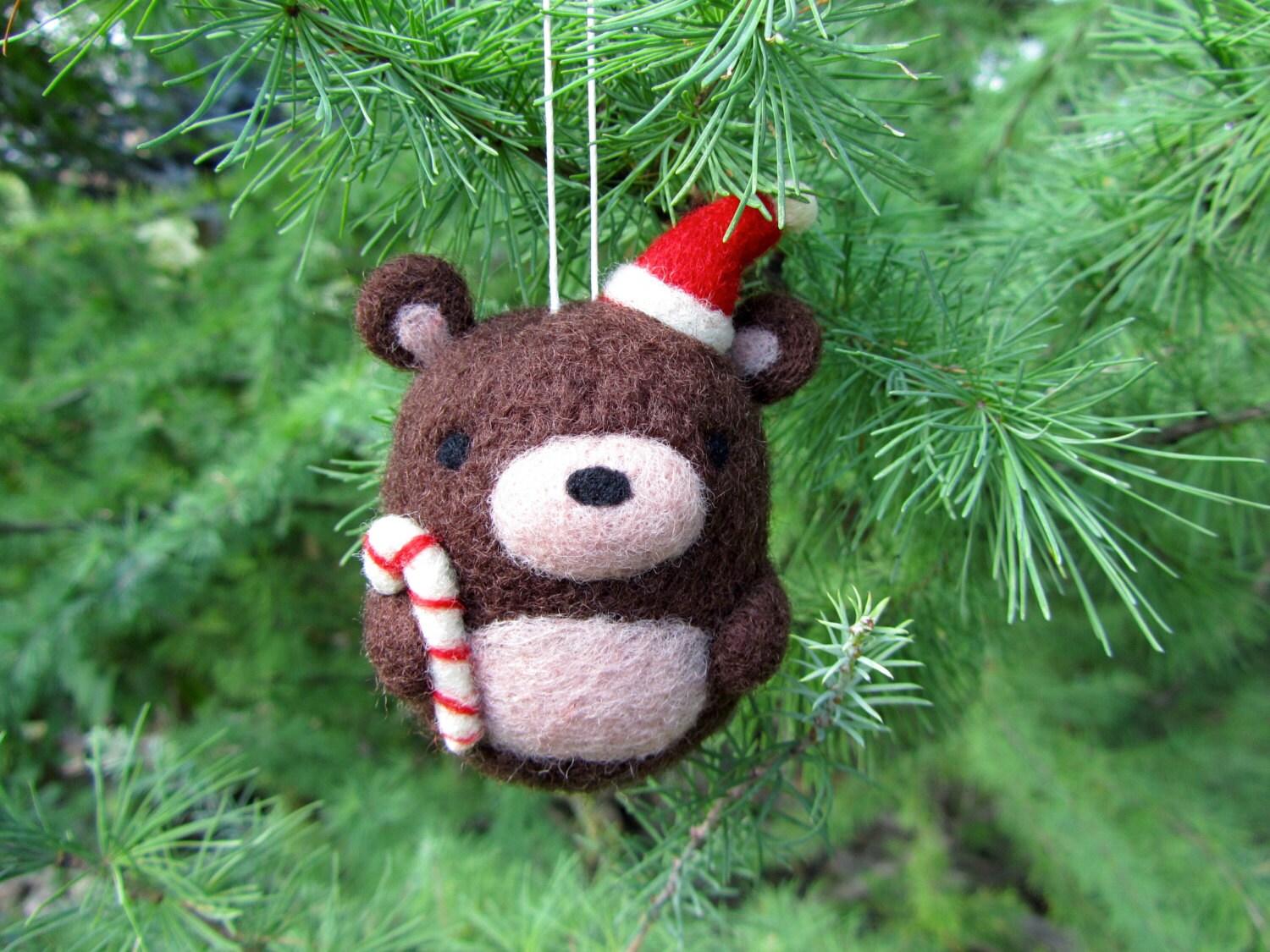Needle Felted Bear Ornament Christmas Ornament Christmas