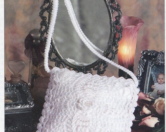 Crochet Wedding purse bag Tea Rose filet crochet design