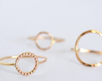 Small Circle Ring, Geometric Ring, Round Ring, Simple Round Ring, Open Circle Ring, Karma Ring, Little Bubble Ring, Bead Wire Circle Ring