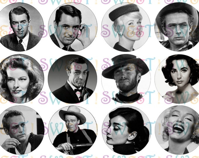 Edible Old Hollywood Cupcake, Cookie & Oreo Toppers - Wafer Paper or Frosting Sheet