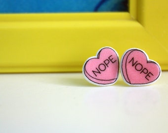 Mean Conversation Heart Earrings 