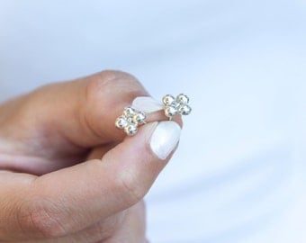 sterling silver stud earrings - flower stud earrings - flower studs - sterling silver earrings - sterling silver studs