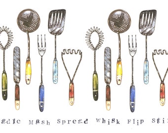 Kitchen Utensils Giclee print