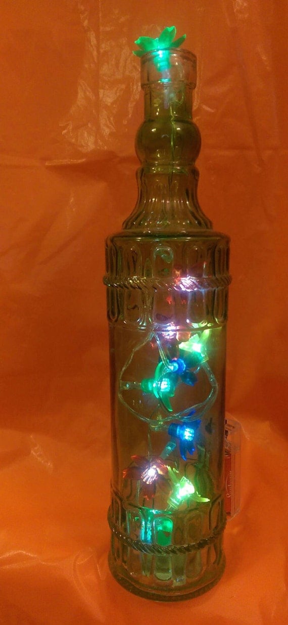 Wine Bottle Lighted Handmade Decorated Decorative Decor