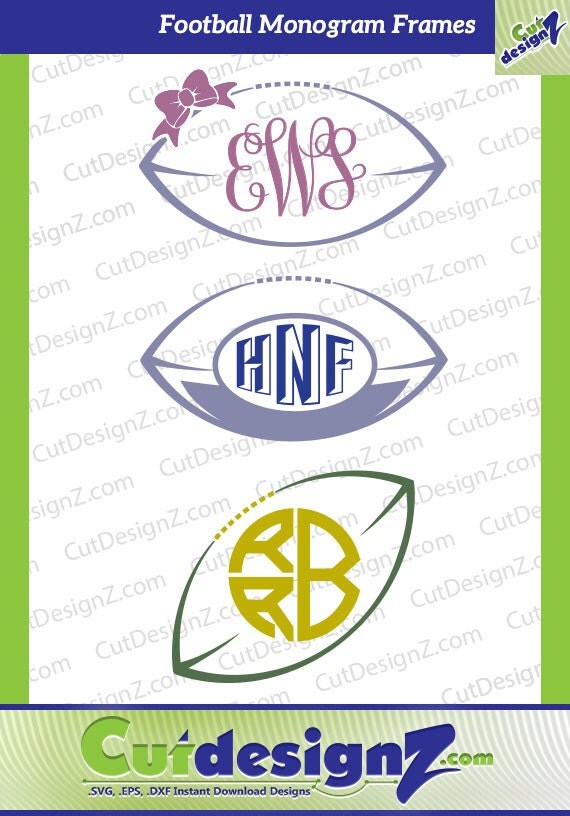 Football Monogram Frames SVG DXF EPS Cut Files