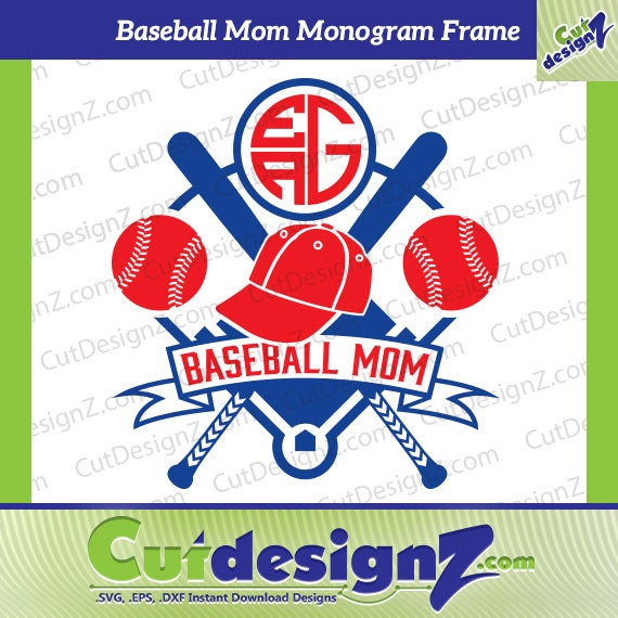 Download Baseball Mom Monogram Frame SVG DXF EPS Cut File