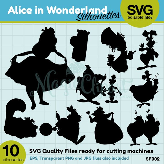 Download Alice in Wonderland Silhouettes Silhouette files SVG files