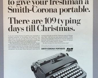 1965 Smith-Corona Portable Typewriter Print Ad