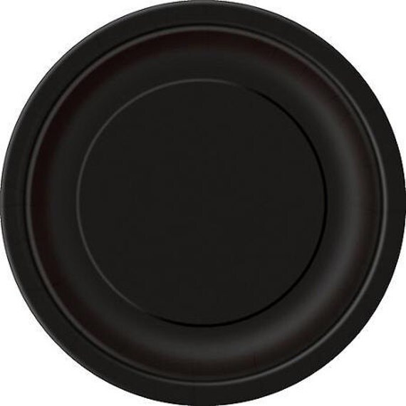 Black Dessert Paper Plates 7in. 70ct by ElsaPartySupply on Etsy