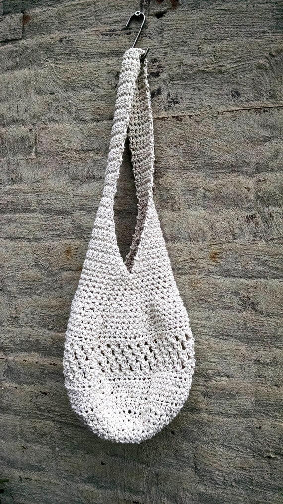 White Crochet Bag Slouchy Boho Bag Rope Bag by bohozome on Etsy