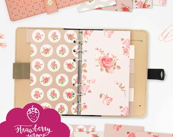 Planner dividers | Shabby roses | Personal size | Fits medium KikkiK and Personal size Filofax | Planner printable download | Organ