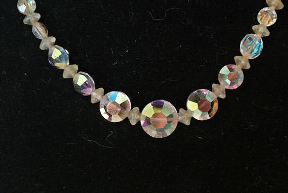 Crystal Necklace Choker 1950s Mid Century Vintage Hollywood Glam Wedding Bride Bridal Fashion Jewelry Dusty Rose Pink Necklace Evening
