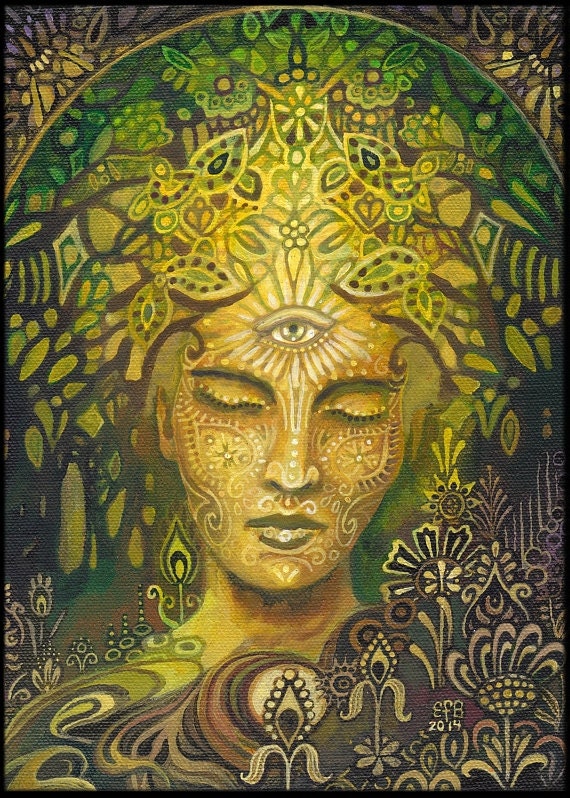 Sophia Goddess of Wisdom ACEO ATC Altar Art Mini Print Fine