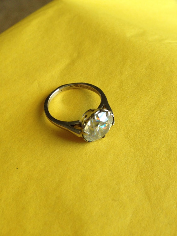 Sparkling Aurora Borealis Rhinestone Ring Sterling Silver Size