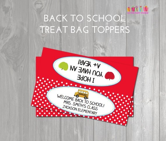 Items similar to Welcome Back To School Treat Bag Toppers ...