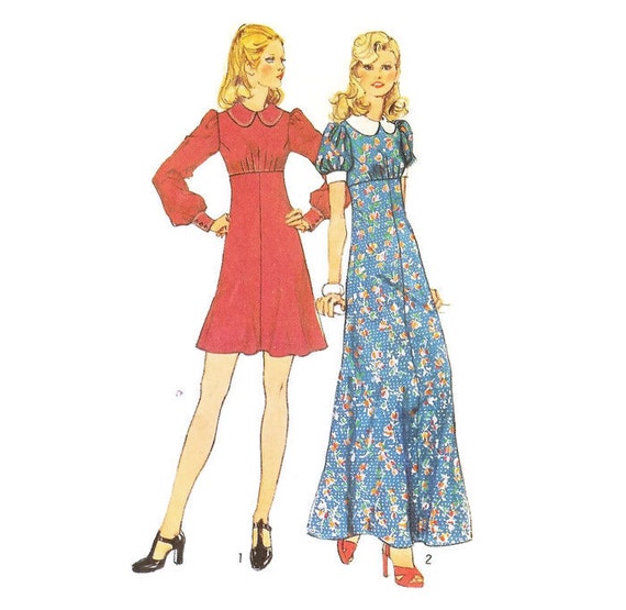 1970s High Waisted Mini Maxi Dress 70s Does 40s Dress Pattern