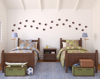 Dinosaur Footprints Wall Decal Set - Boy Bedroom Decor - Dinosaur Tracks Set of 24 - Medium Size