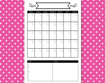 Dry Erase Calendar Printable Cutomizable Mulitple Sizes