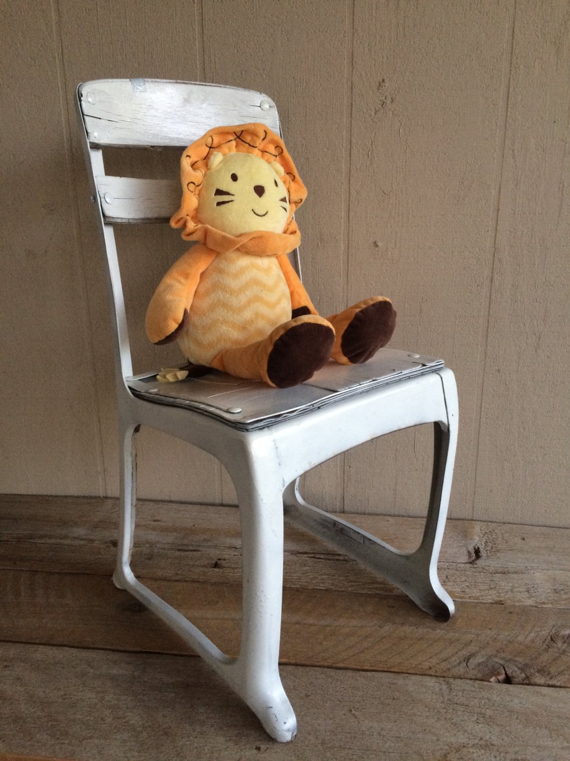Vintage Metal & Wood Preschool Chair, in White Haute Juice