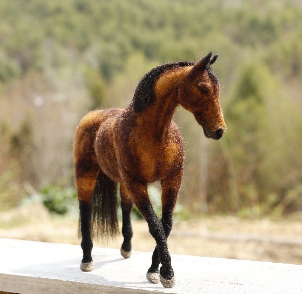 Custom horse portrait needle felted pet memorial gift with