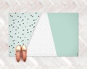 Mint Geometric Rug / Kitchen Rug / Minimalist Kids Rug / Decorative Floor Rug | Kitchen Mat / Linoleum Rug / Gift for New Mom / Green Rug