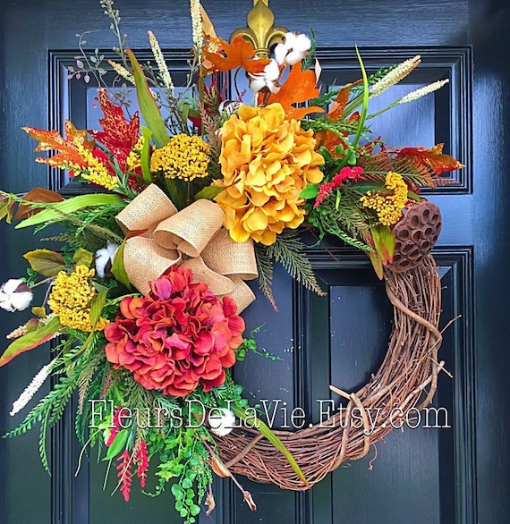 Seasonal Door Wreaths Fall Wreaths Front Door by FleursDeLaVie