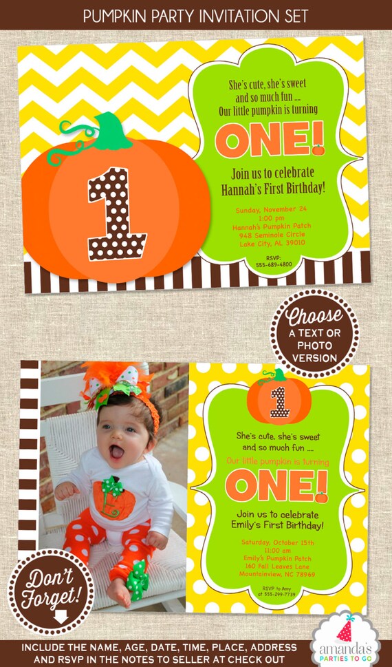 Pumpkin Patch Party Invitation | Pumpkin Birthday Invitation | Pumpkin Party Invitation | Thanksgiving Birthday | Amanda's Parties To Go Il_570xn