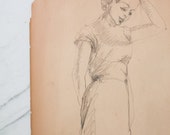 The damsel Vintage sketch no5 /shipping included