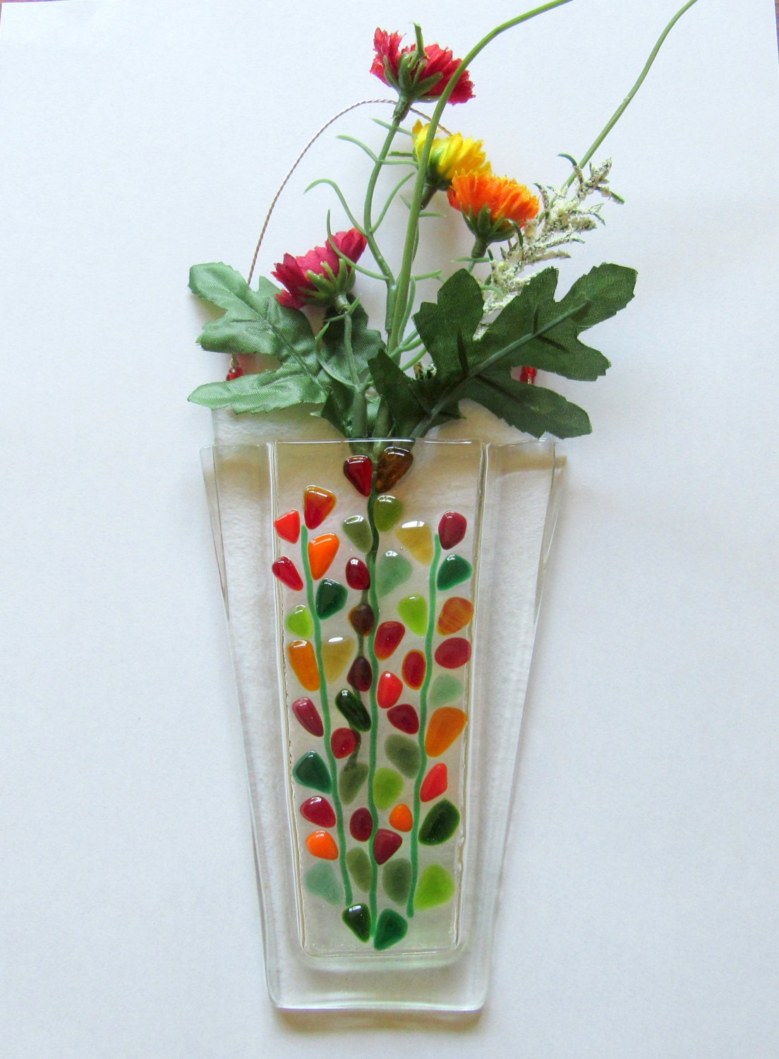 Fused Glass Flower Vase Fused Glass Wall Hanging Vase on Wall Vases For Flowers id=45419