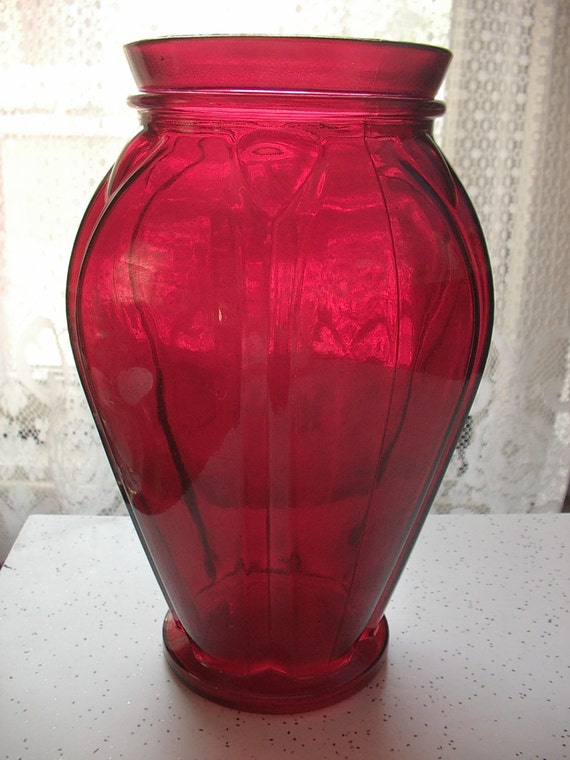 Antique Ruby Red Glass Vase 12 Art Deco Vase By Shoponsherman