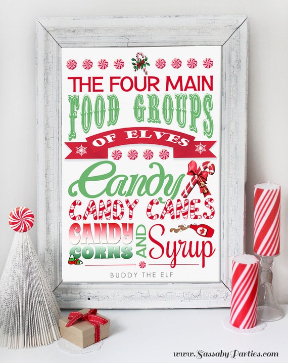 Christmas Candy Buddy Elf Poster - INSTANT DOWNLOAD - Art Print Quote Sign, Xmas Poster ...