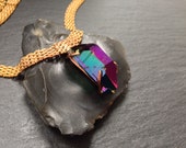 Titanium Quartz Shard Necklace - Brass