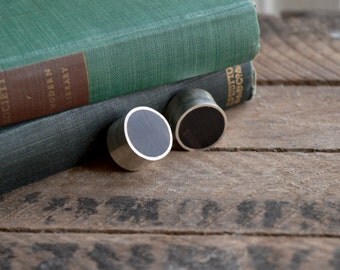 Silver and African Ebony Wood Handmade Large Plug Gauges - Size 2g to 2" - Sterling Ear Flare Black Piece Wood Inlay Natural Metal Inch Dark