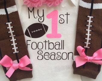 Baby Girl outfit -My 1st Football Season- baby girl outfit - football legwarmers - Newborn Football outfit - Preemie-24 month