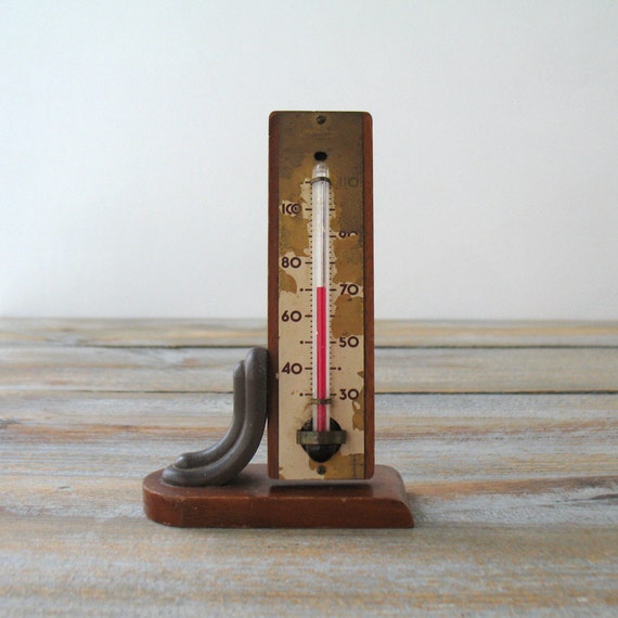 Vintage Brass Desk Thermometer by BoulderBlueStudio on Etsy