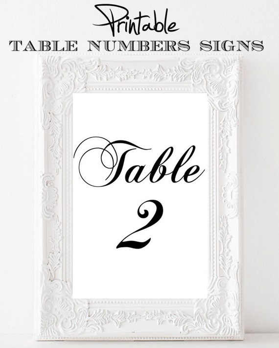Printable 4 x 6 Table Number SignsBlack and White 11-20