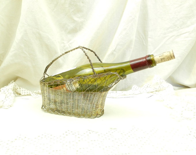 Vintage French Silver Plated Wire Wine Basket / Dining / Tableware / Dinner Party / Restaurant / Kitchenware / Wine Serving / Bottle Basket