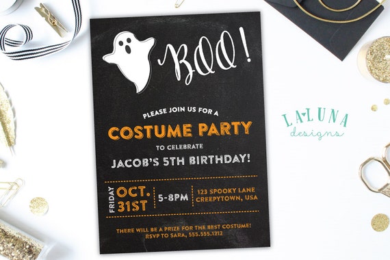 Halloween Birthday Invitation Costume Party Invite Halloween