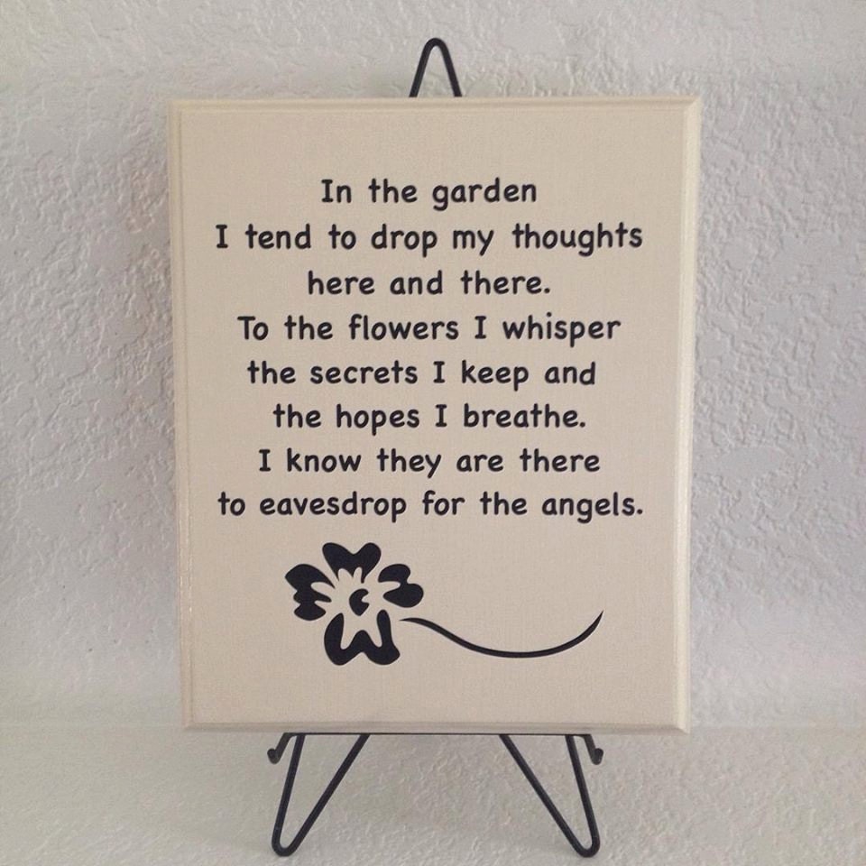 Inspirational wall art plaque sign In the garden quote with