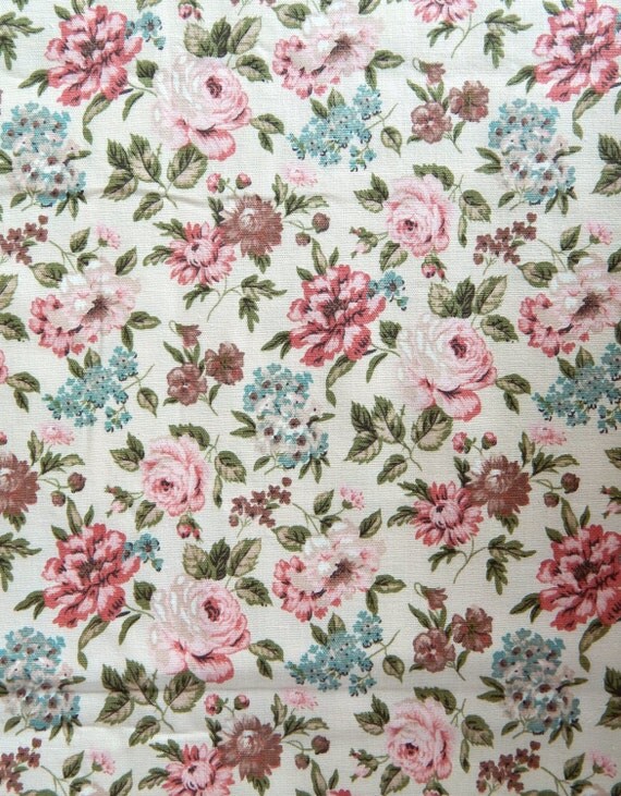 Vintage WAVERLY BONDED Fabric Barkcloth Cotton 4 Yards Floral