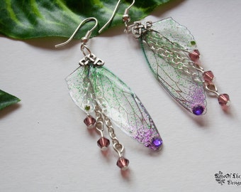 Fairy wings earrings. Fairy earrings. Purple wings. Fantasy jewelry