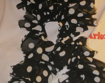 BLACK with WHITE POKADOT Polyester Scarf