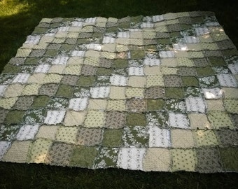 Cotton Rag Quilt - Patchwork Quilt - 100% Cotton Quilt - Custom Home Decor - Custom Quilt - Made to Order