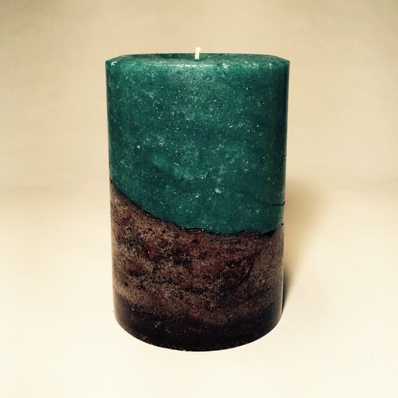 Dark Teal and Brown Stone Look Candle 3x4 by NordicCandle