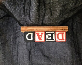 Deadly Wooden Alphabet Block Halloween Decoration