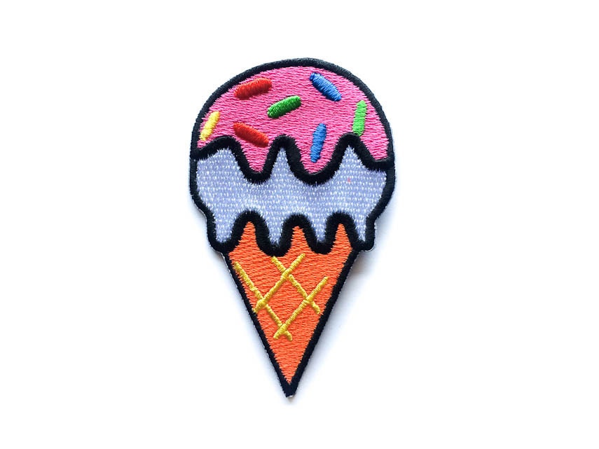 Ice Cream Cone Patch / Iron-on Patches / Pink Ice Cream Cone