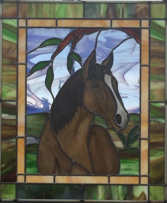 Horse Stained Glass Panel by epstainedglass on Etsy