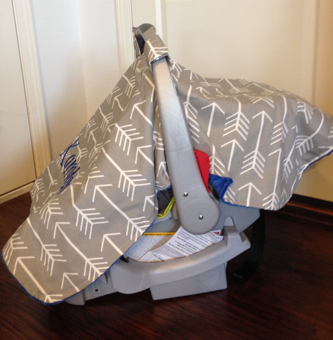 Baby boy car seat canopy grey arrow carrier by