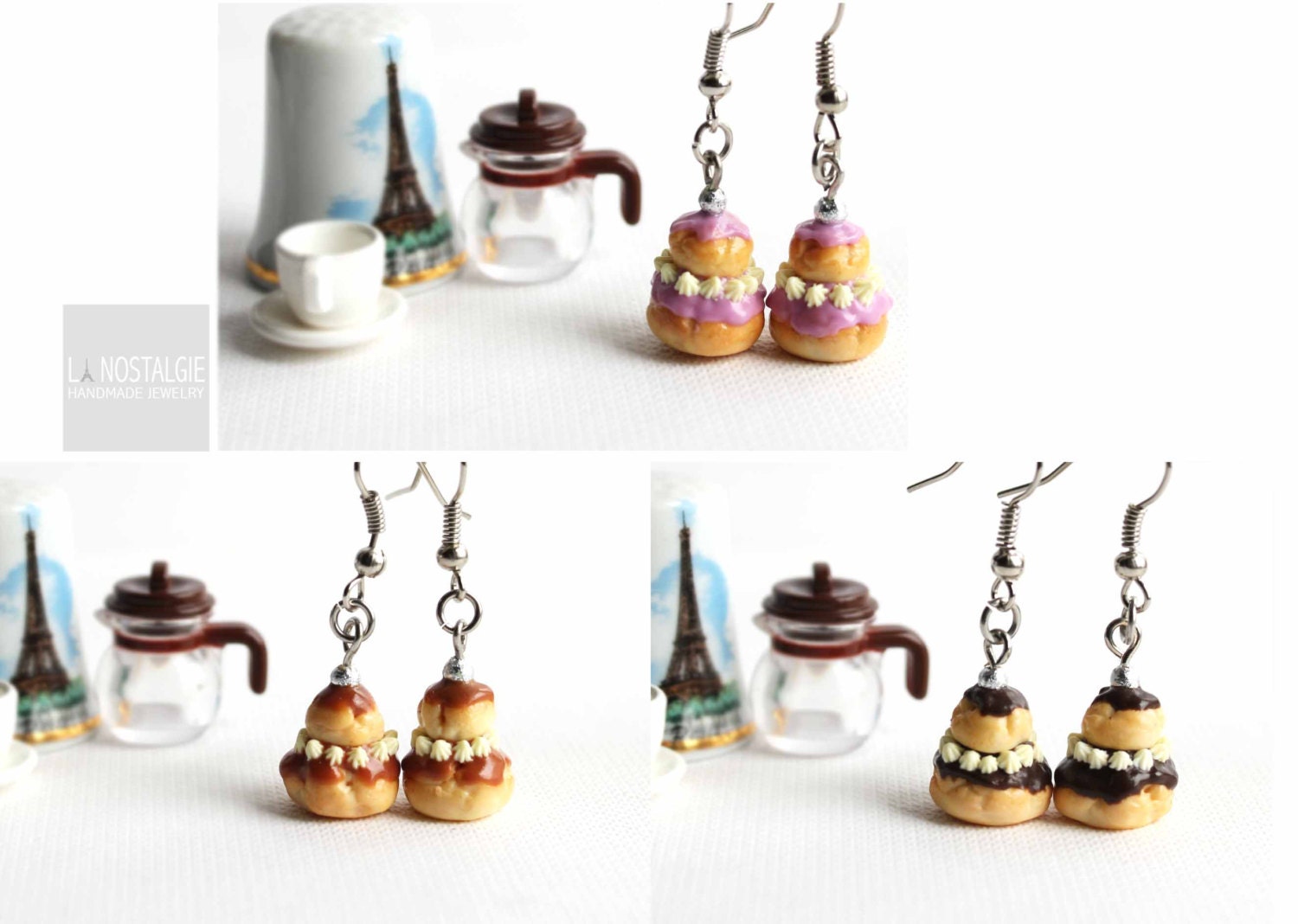 French Pastries Dessert Jewelry Religieuse Pastry Earrings