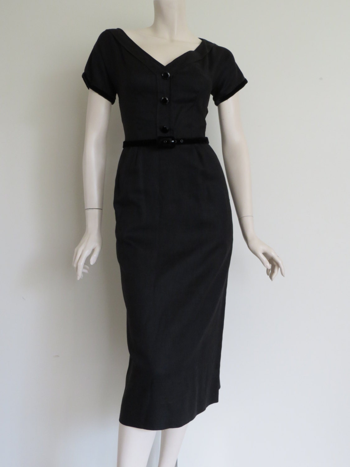 Classic and Simple 50s Black Day Dress / Bombshell / Small / Secretary ...
